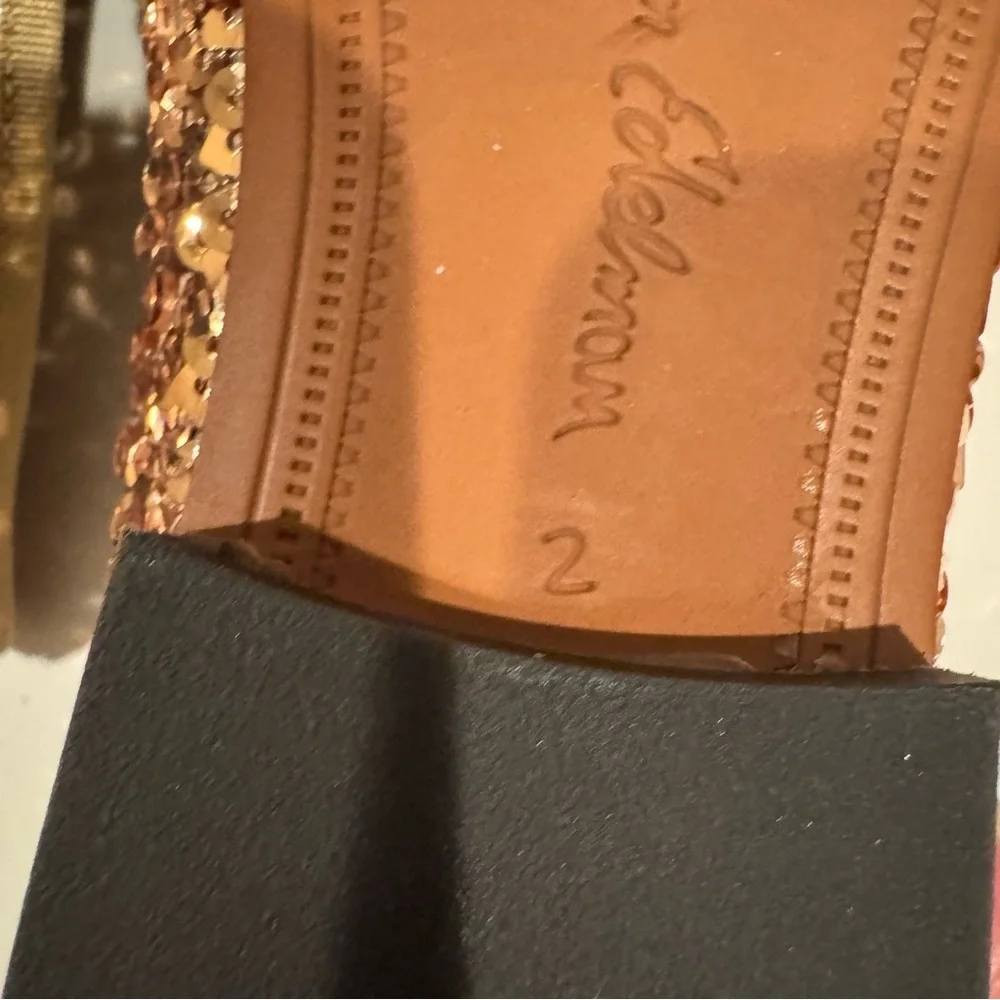 Sam Edelman Gold Sequin LORAINE BIT LOAFER kids size 2